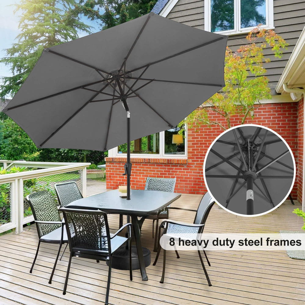 FLAME&SHADE crank and push-button tilt closeup for effortless height and angle control