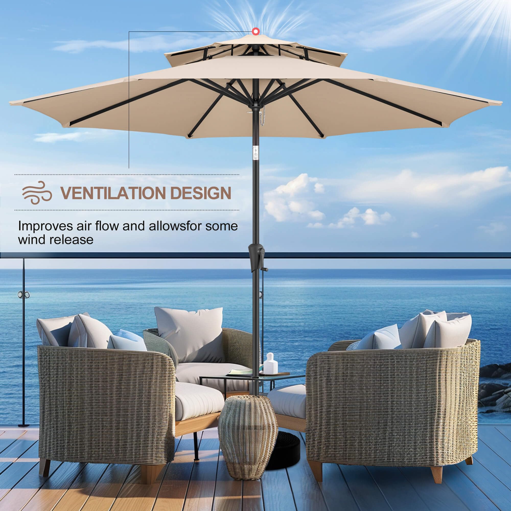 FLAME&SHADE fabric with water beading to show waterproof finish
