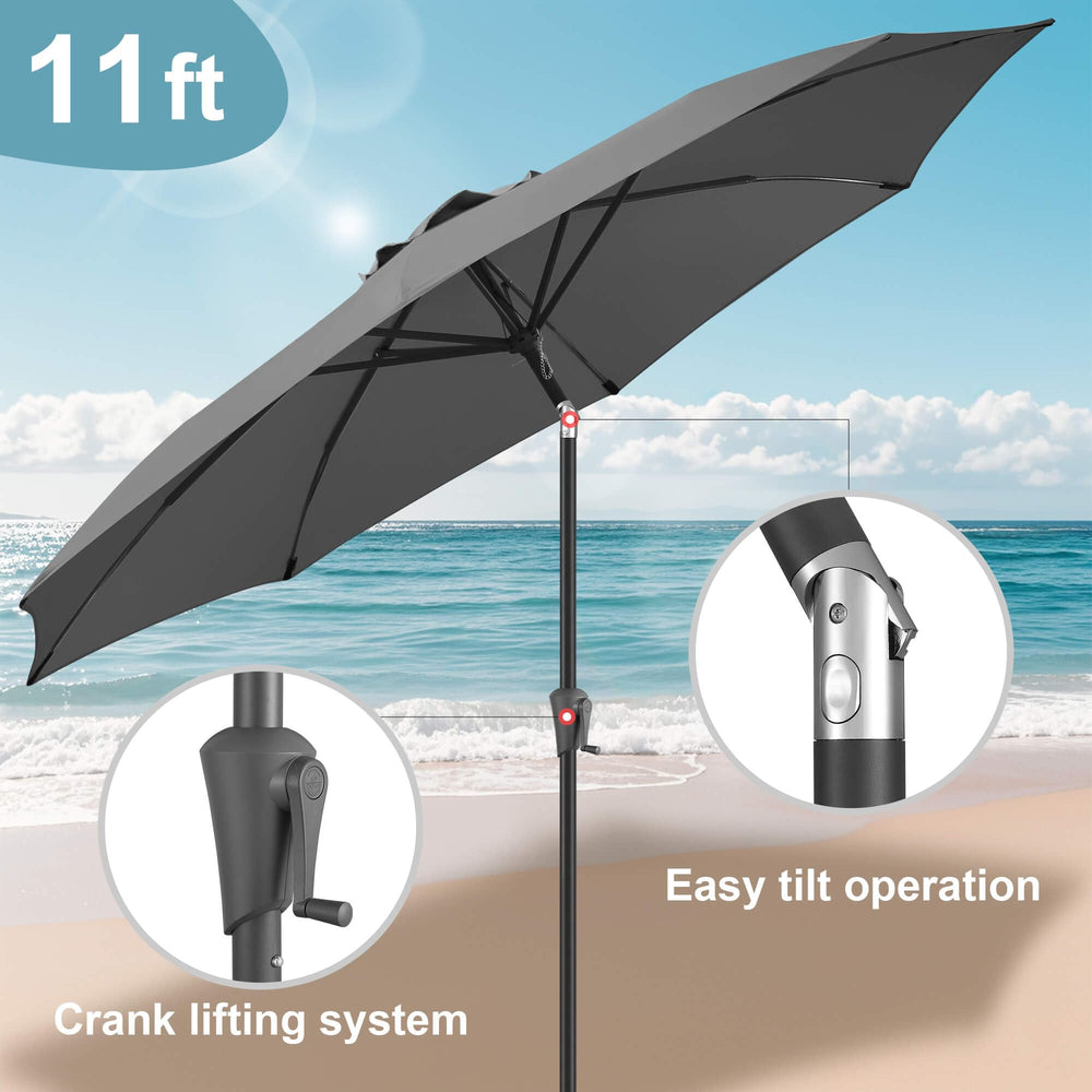 FLAME&SHADE steel ribs and powder-coated frame detail for durable support