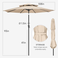 FLAME&SHADE alloy ribs and pole detail for sturdy support