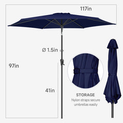 FLAME&SHADE detail of six alloy ribs and pole for strong wind resistance