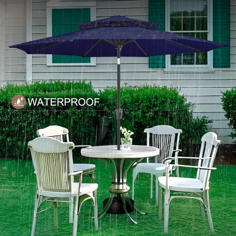 FLAME&SHADE umbrella with matching cover protecting fabric from weather