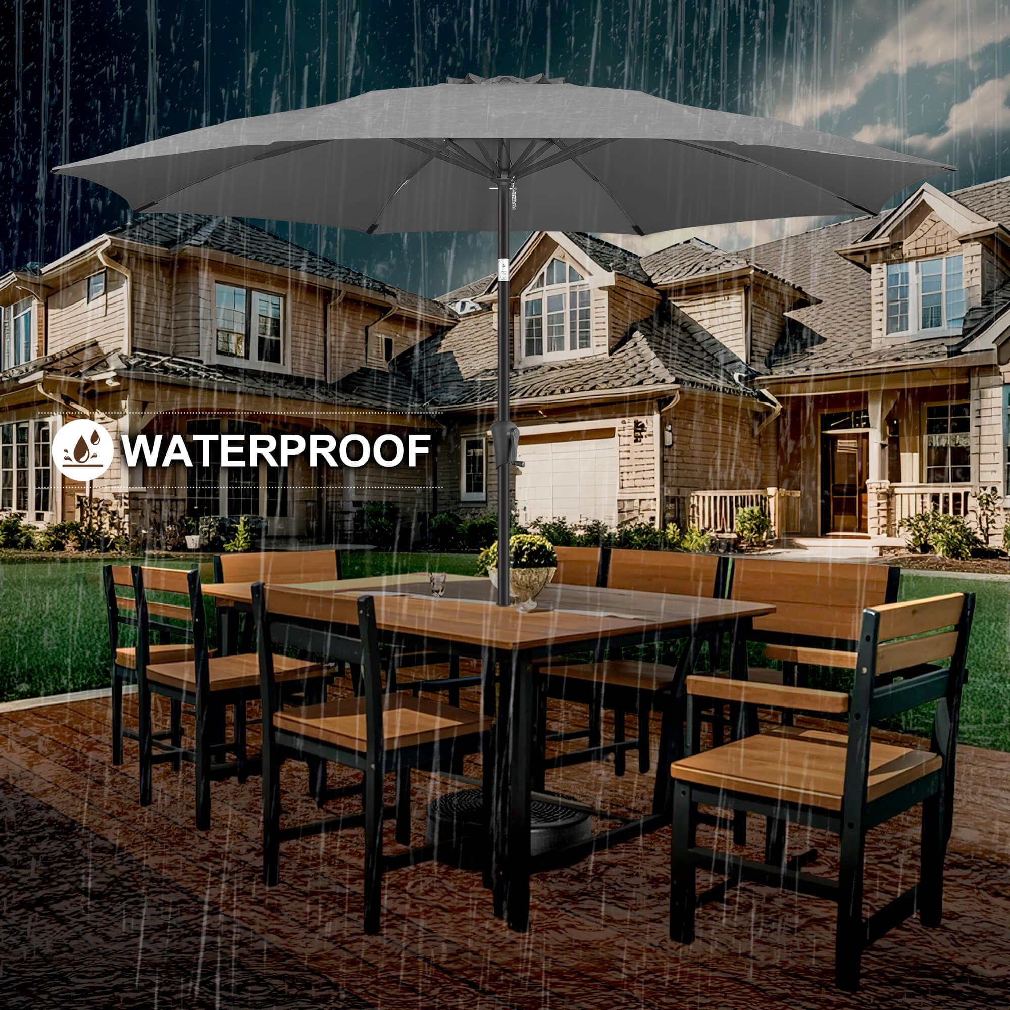 FLAME&SHADE umbrella covered with protective cover to keep it clean and dry