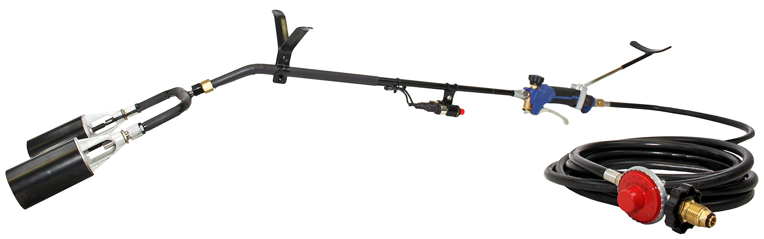 Flame King 16-foot hose and regulator assembled for extended reach benefit