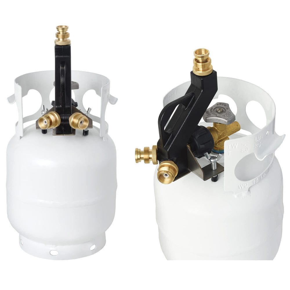 Flame King adjustable base positioned on uneven ground for added stability
