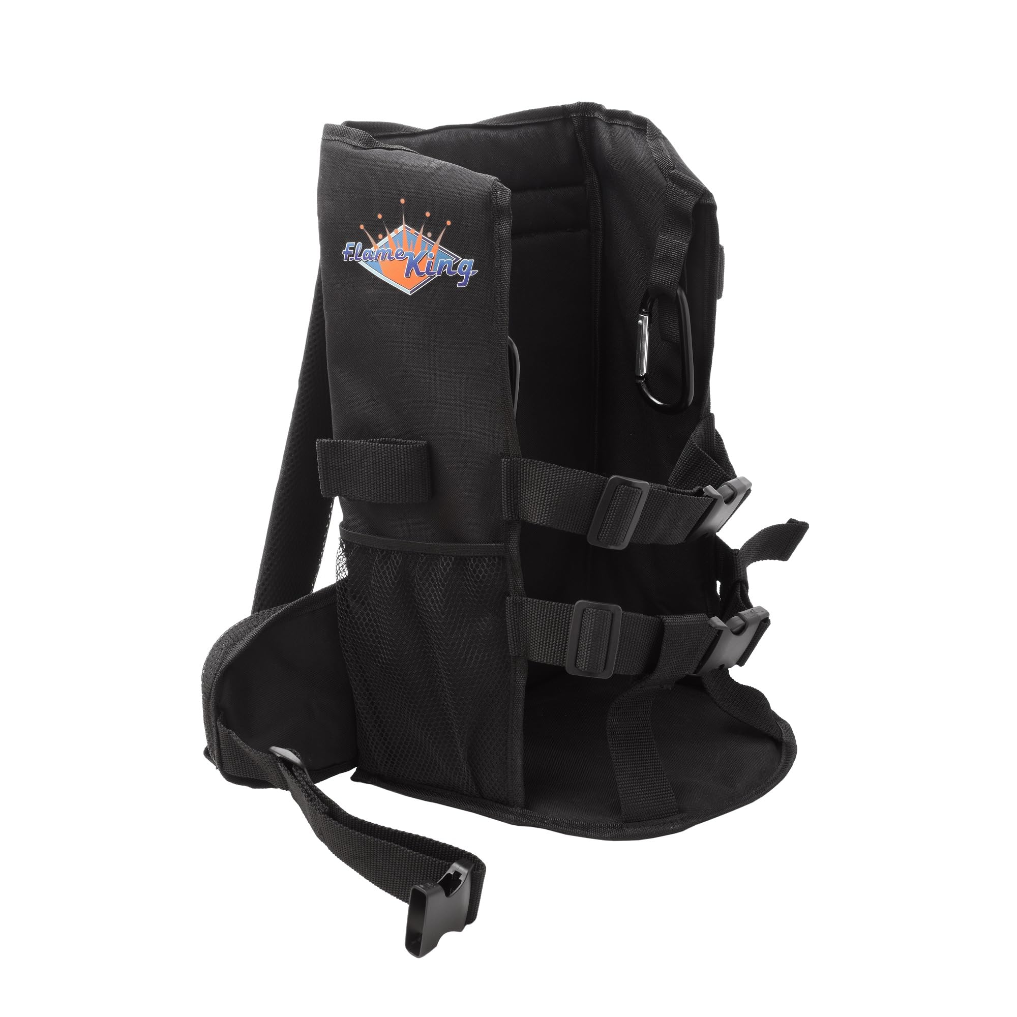 Flame King padded shoulder straps photographed worn for comfort and reduced shoulder fatigue
