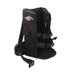 Flame King padded shoulder straps photographed worn for comfort and reduced shoulder fatigue