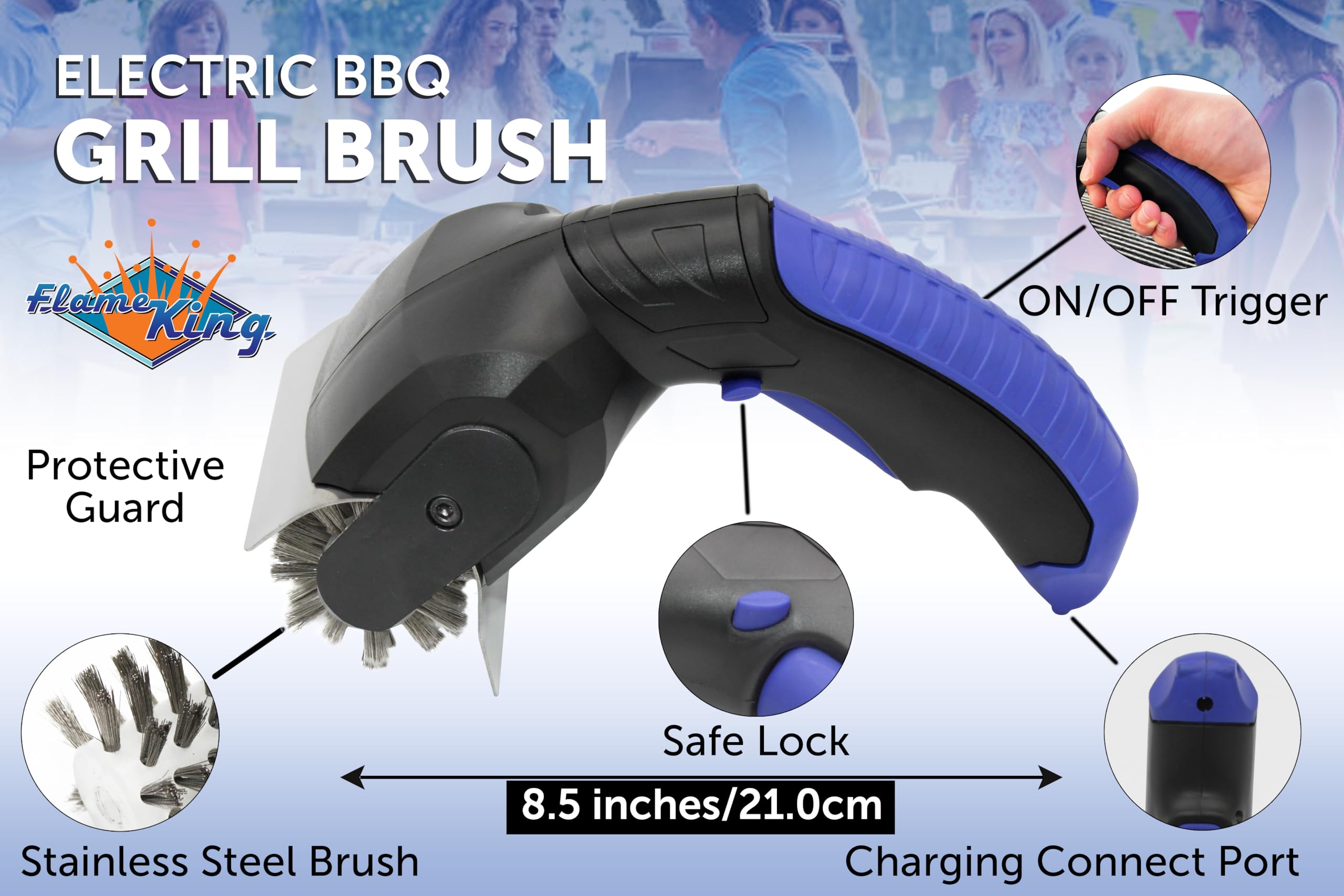 Flame King ergonomic non-slip handle detail for comfortable controlled scrubbing
