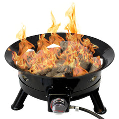 Flame King front view of 24-inch firebowl showing clean flame and portability