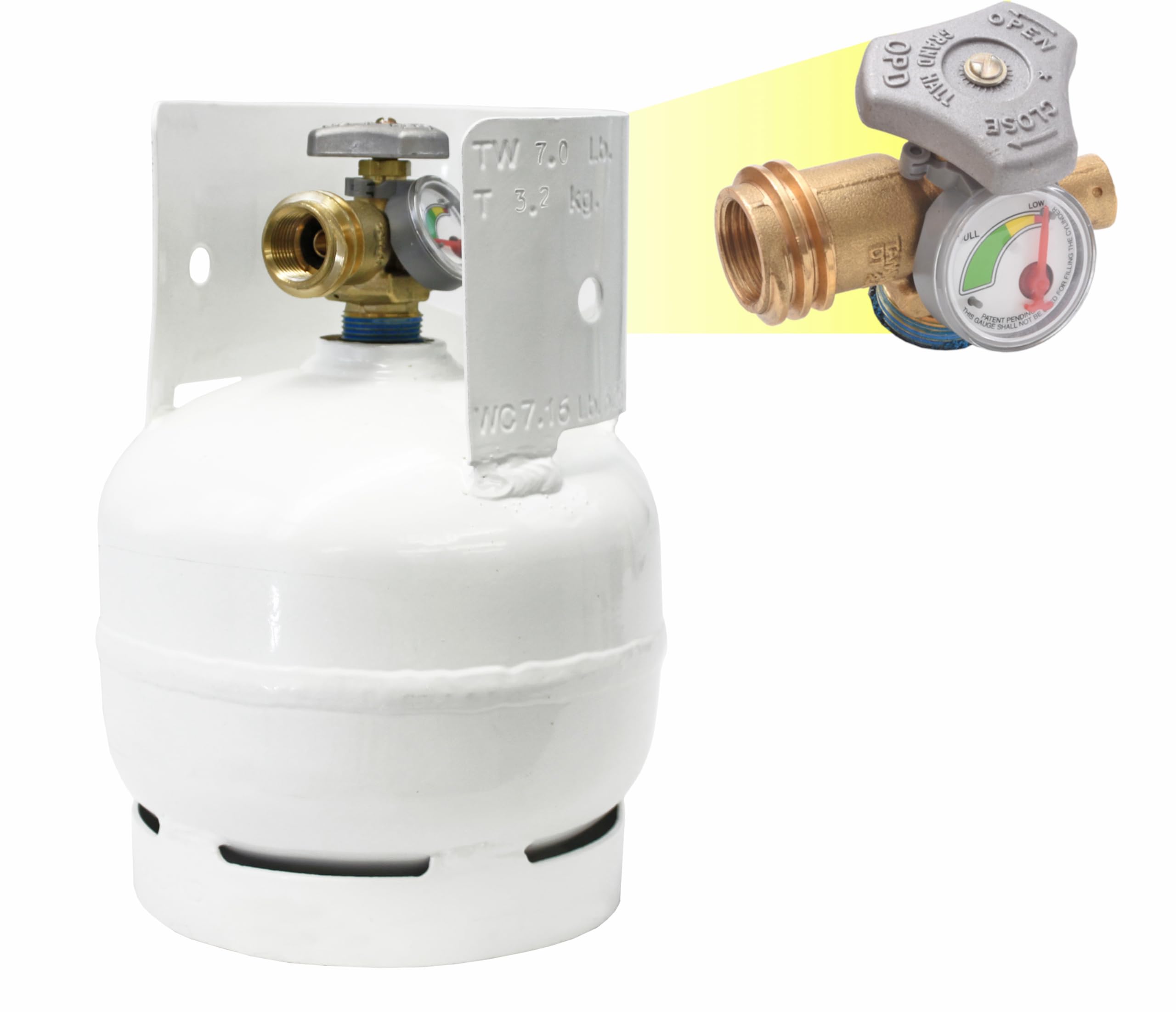 Flame King front view of empty 3lb cylinder for portable grilling convenience