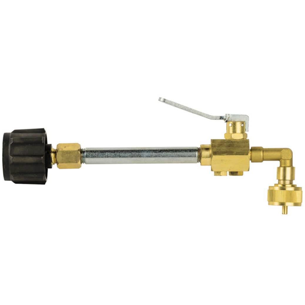 Flame King cylinder in outdoor grill scene illustrating reusable savings and convenience