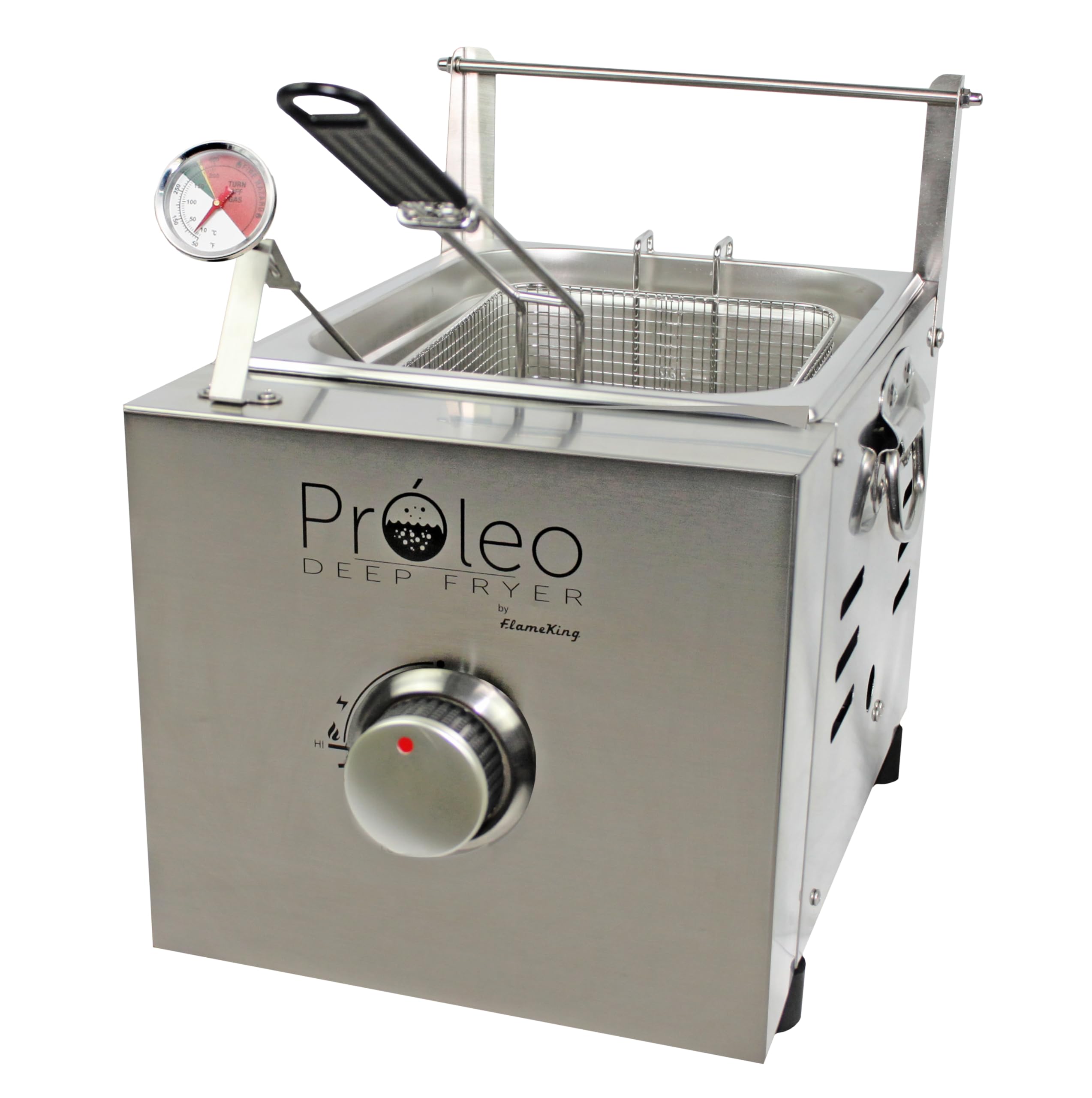 Flame King stainless steel finish detail showing corrosion-resistant durability benefit