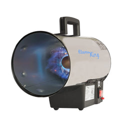 Flame King side profile showing air vent and fan for fast heat circulation