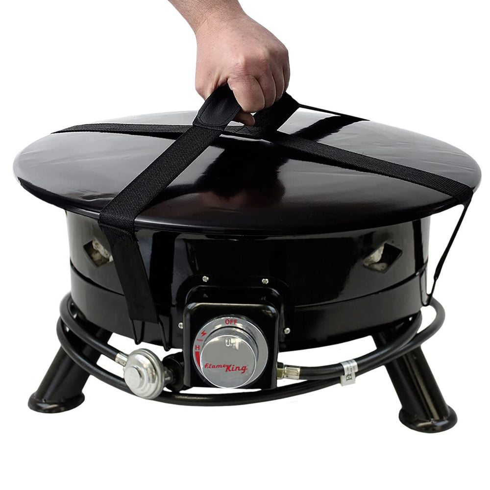 Flame King side profile showing stabilizer ring that keeps propane tank steady