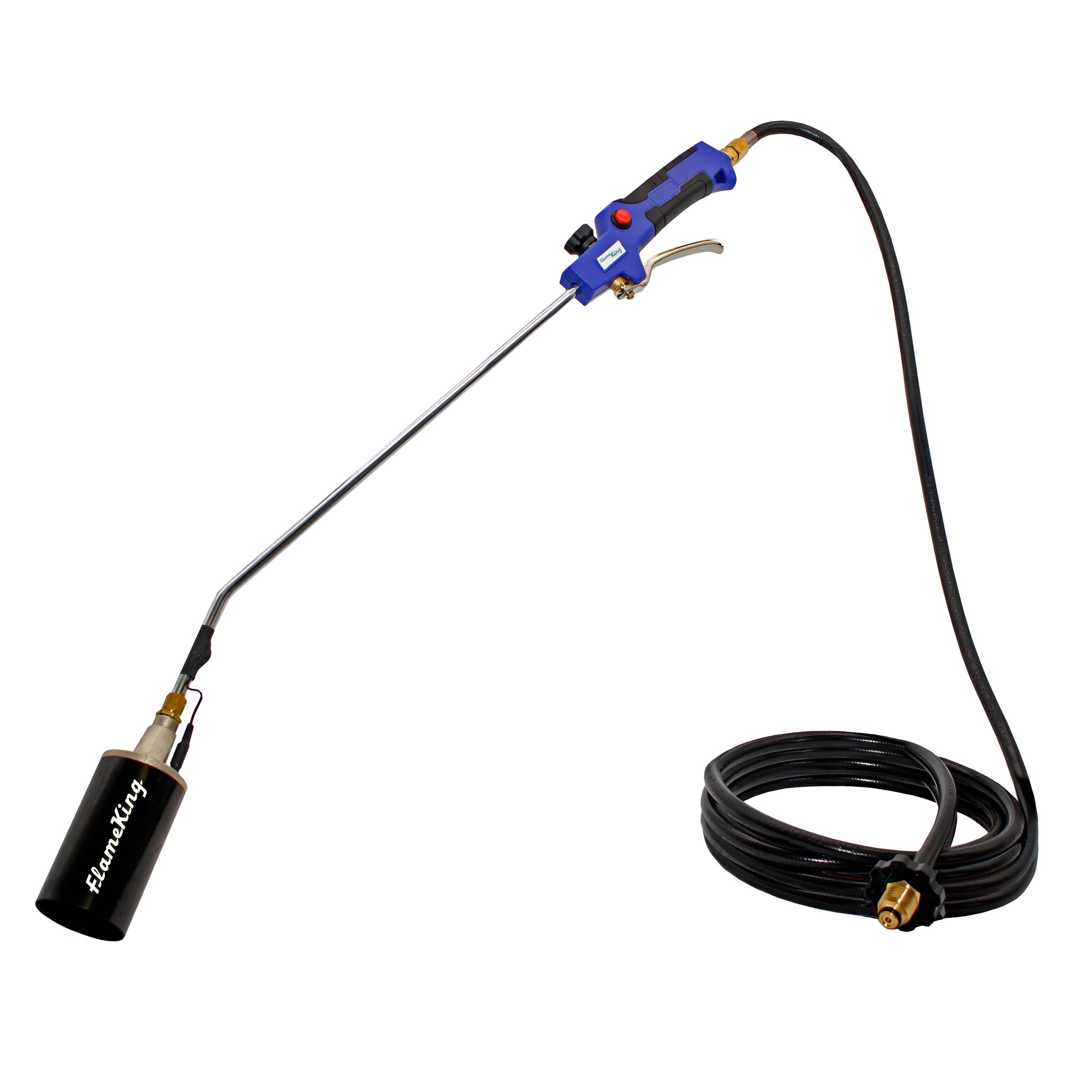Flame King front view of assembled torch showing ready-to-use setup and reach