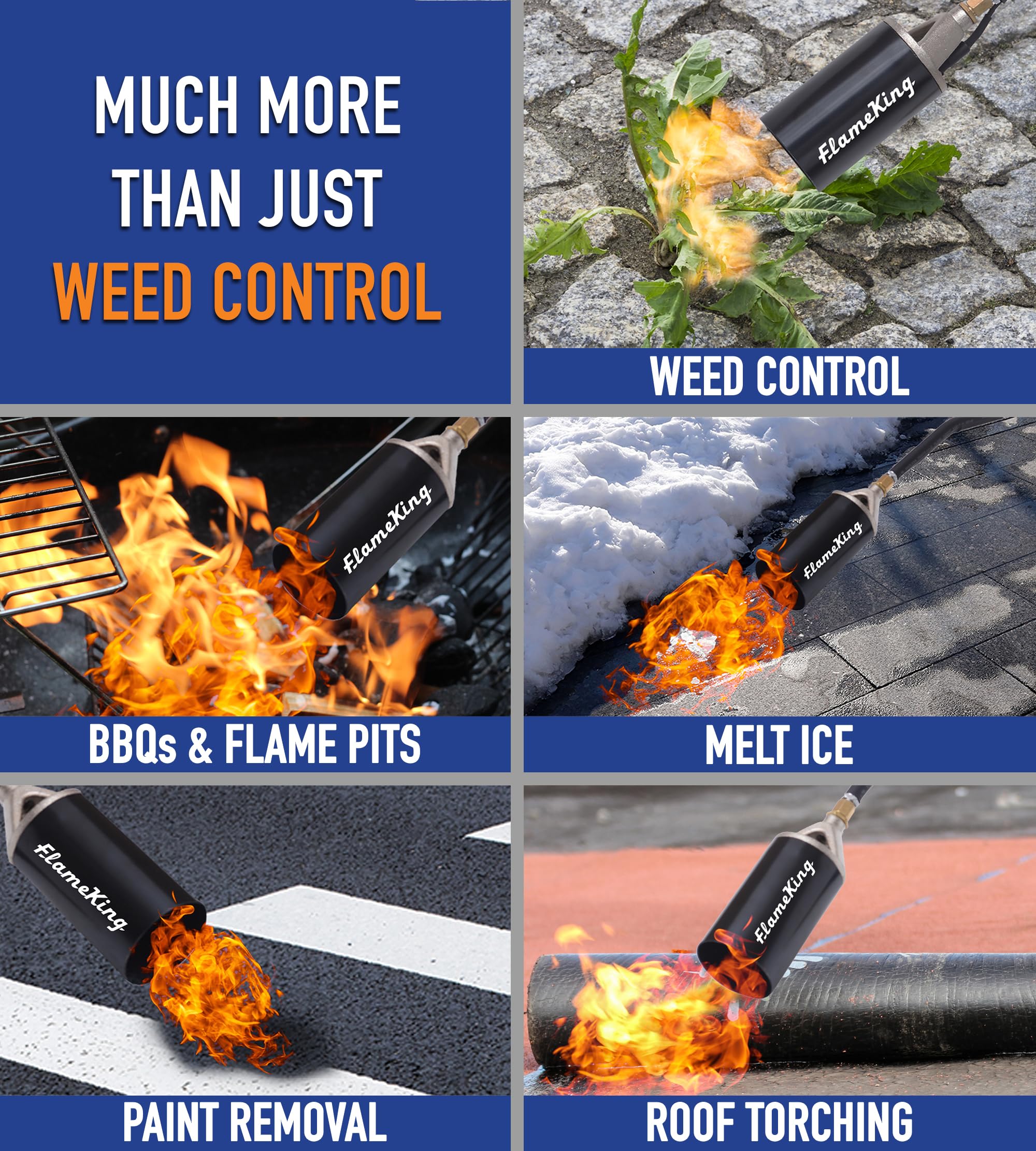 Flame King ergonomic handle close-up for improved grip and control