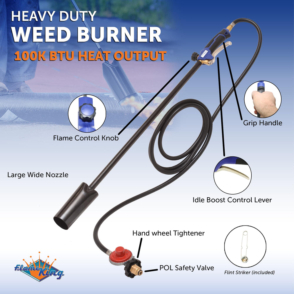 Flame King torch head close-up showing tip detail for concentrated heat control
