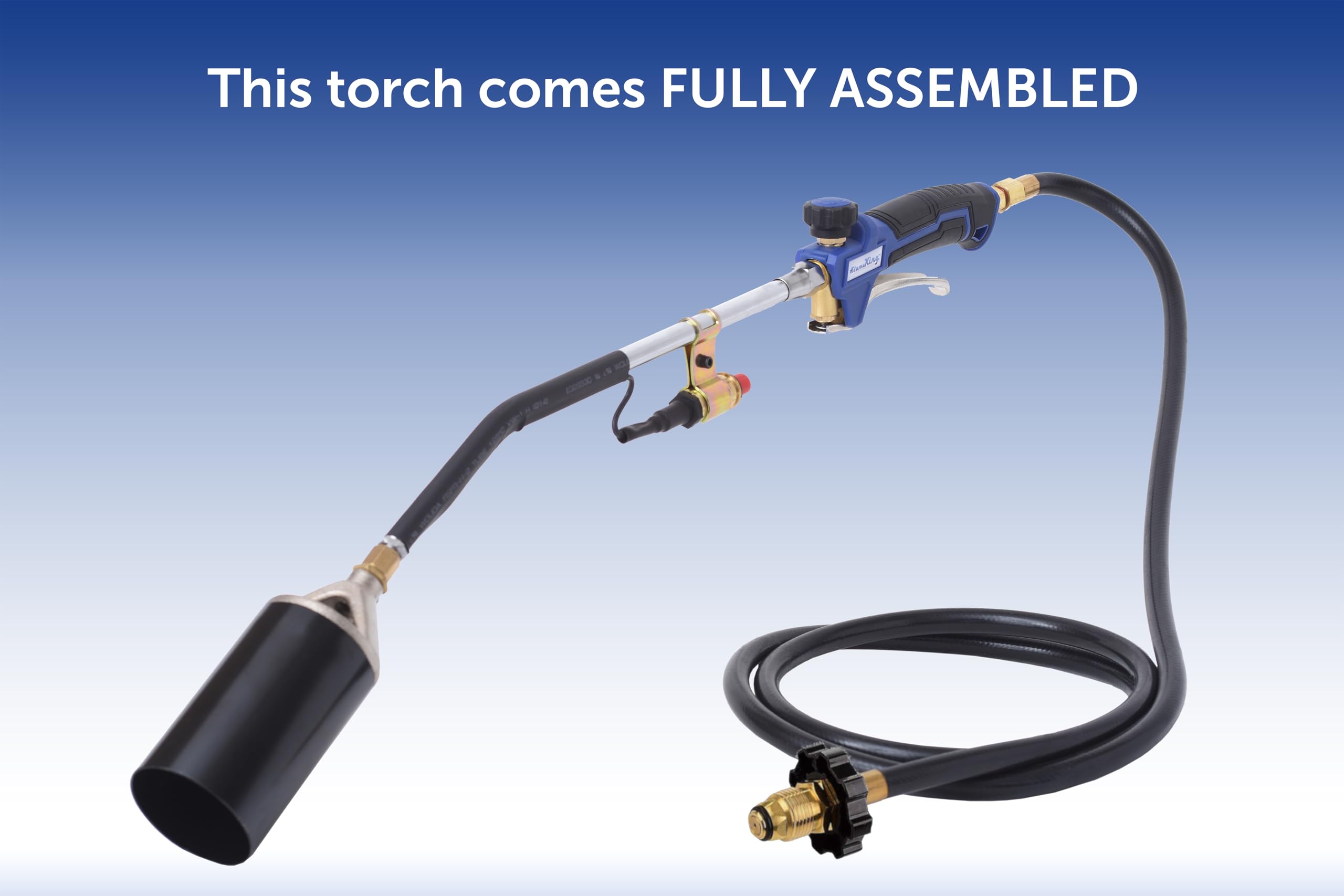 Flame King torch used on roofing showing asphalt softening and targeted heat application