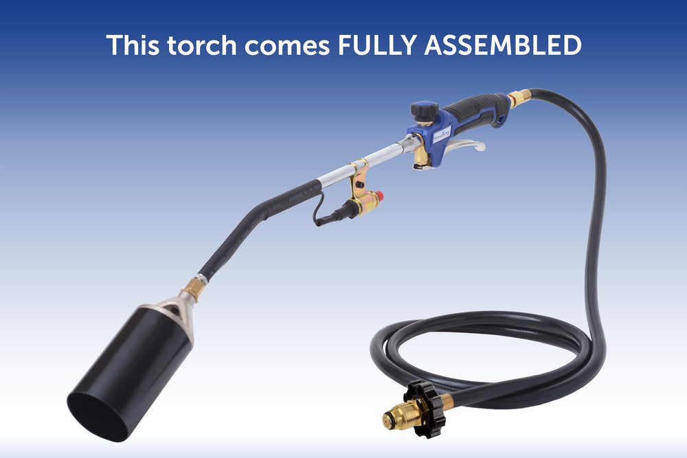 Flame King torch used on roofing showing asphalt softening and targeted heat application