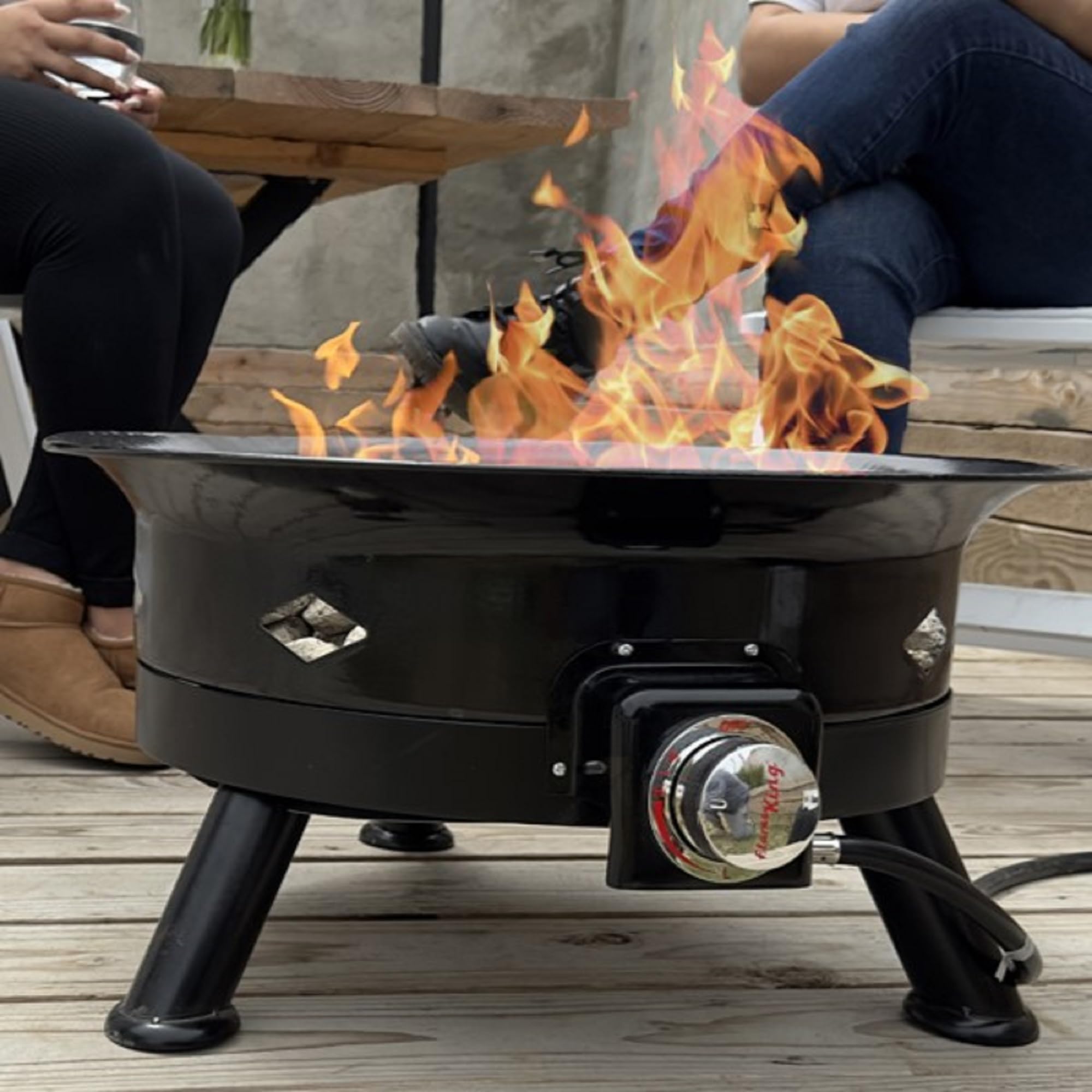 Flame King durable weather-resistant cover protecting bowl from sun and rain