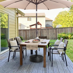 FLAME&SHADE umbrella base in use holding patio umbrella for shade