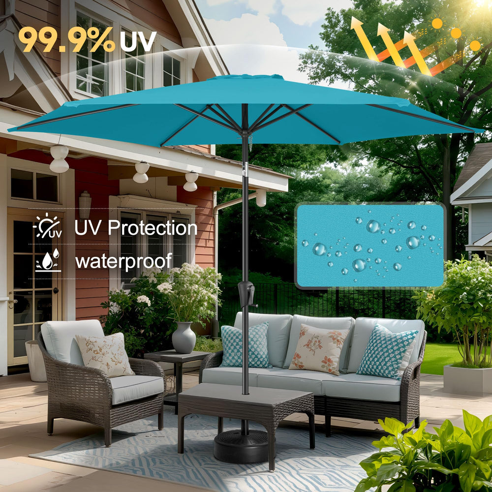 FLAME&SHADE in use on patio creating comfortable shaded seating
