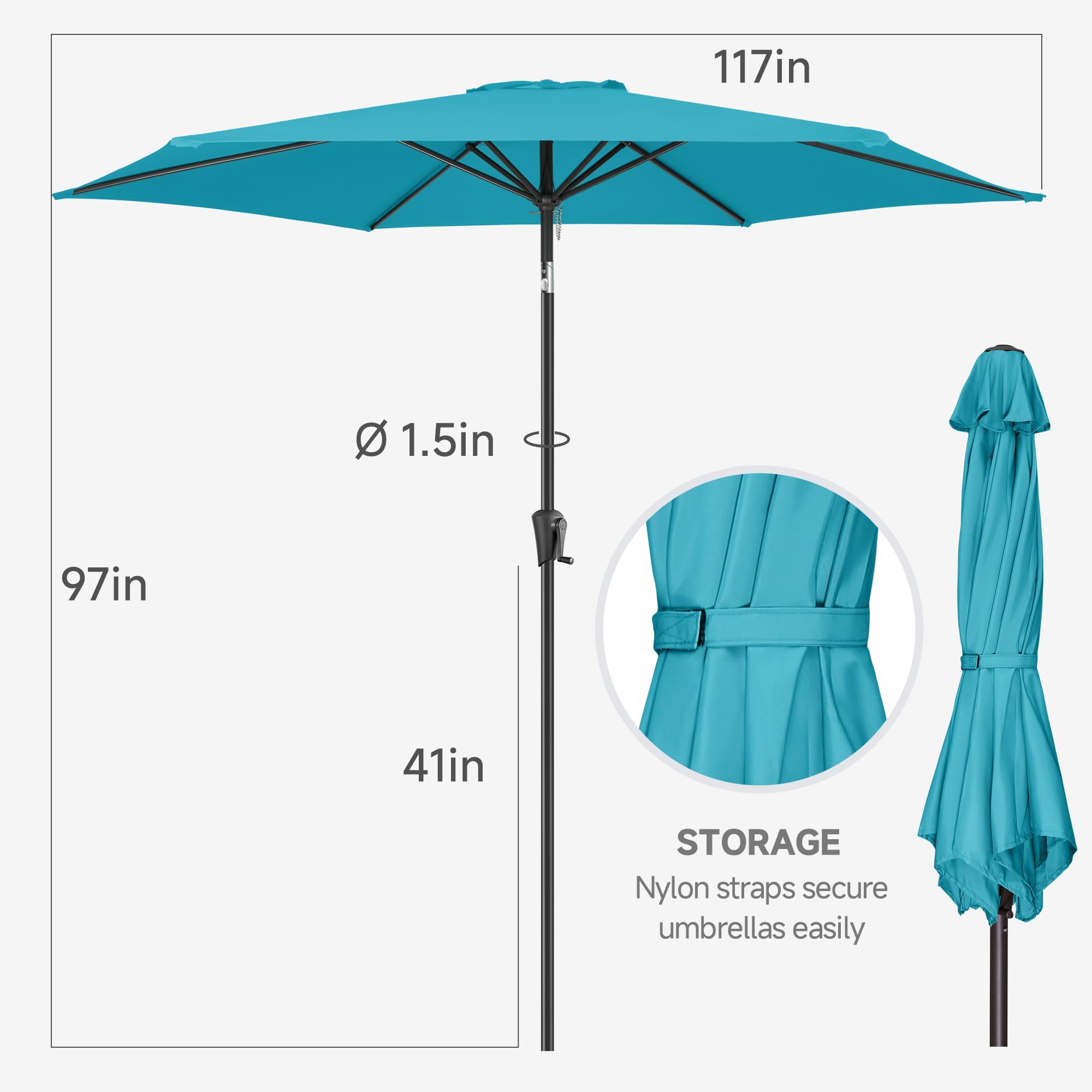 FLAME&SHADE alloy rib frame detail illustrating sturdy wind resistance