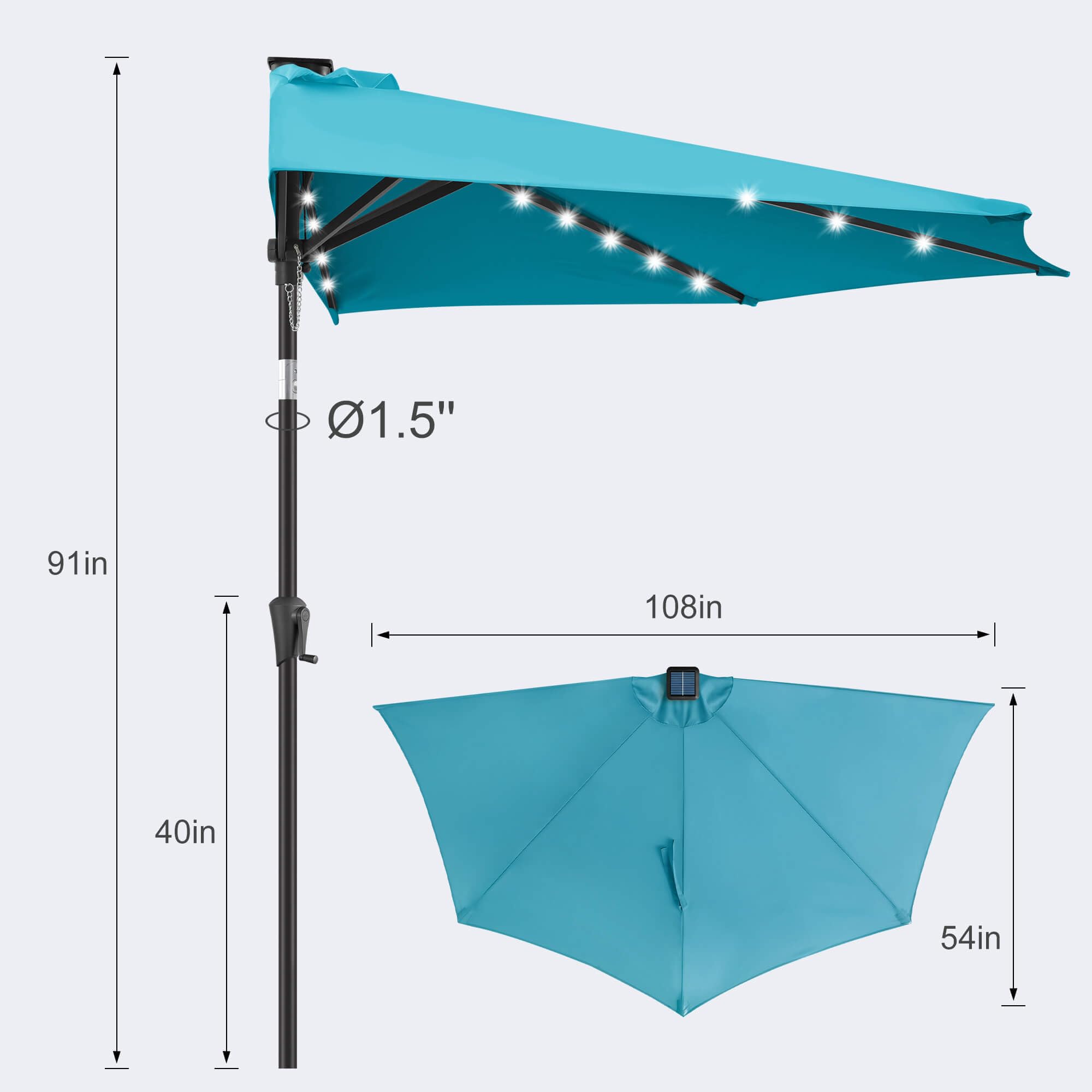 FLAME&SHADE pole-mounted solar panel close-up charging LEDs for night use
