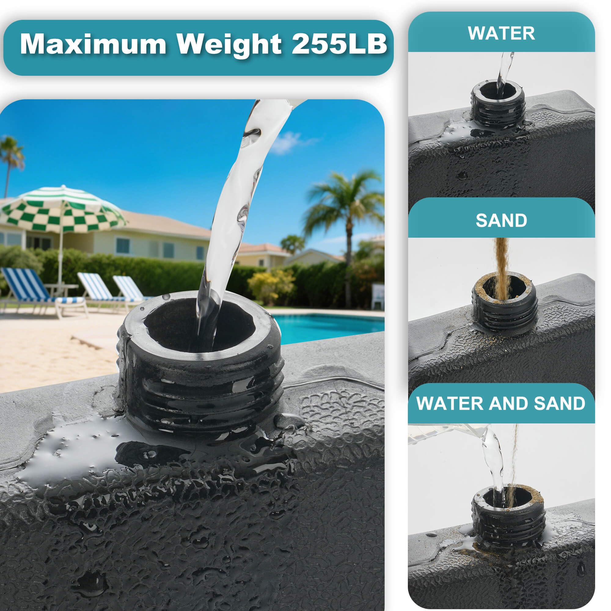 FLAME&SHADE fill port cap detail for secure seal and fast filling
