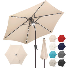 FLAME&SHADE front view beige canopy offering wide shade and stylish patio ambiance