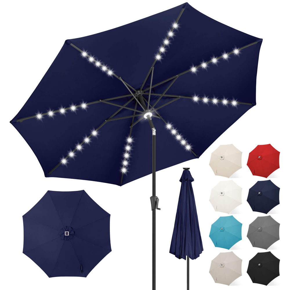 FLAME&SHADE front view of navy blue umbrella giving full shade