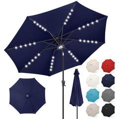 FLAME&SHADE front view of navy blue umbrella giving full shade