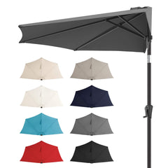 FLAME&SHADE front view of half umbrella showing space-saving fit