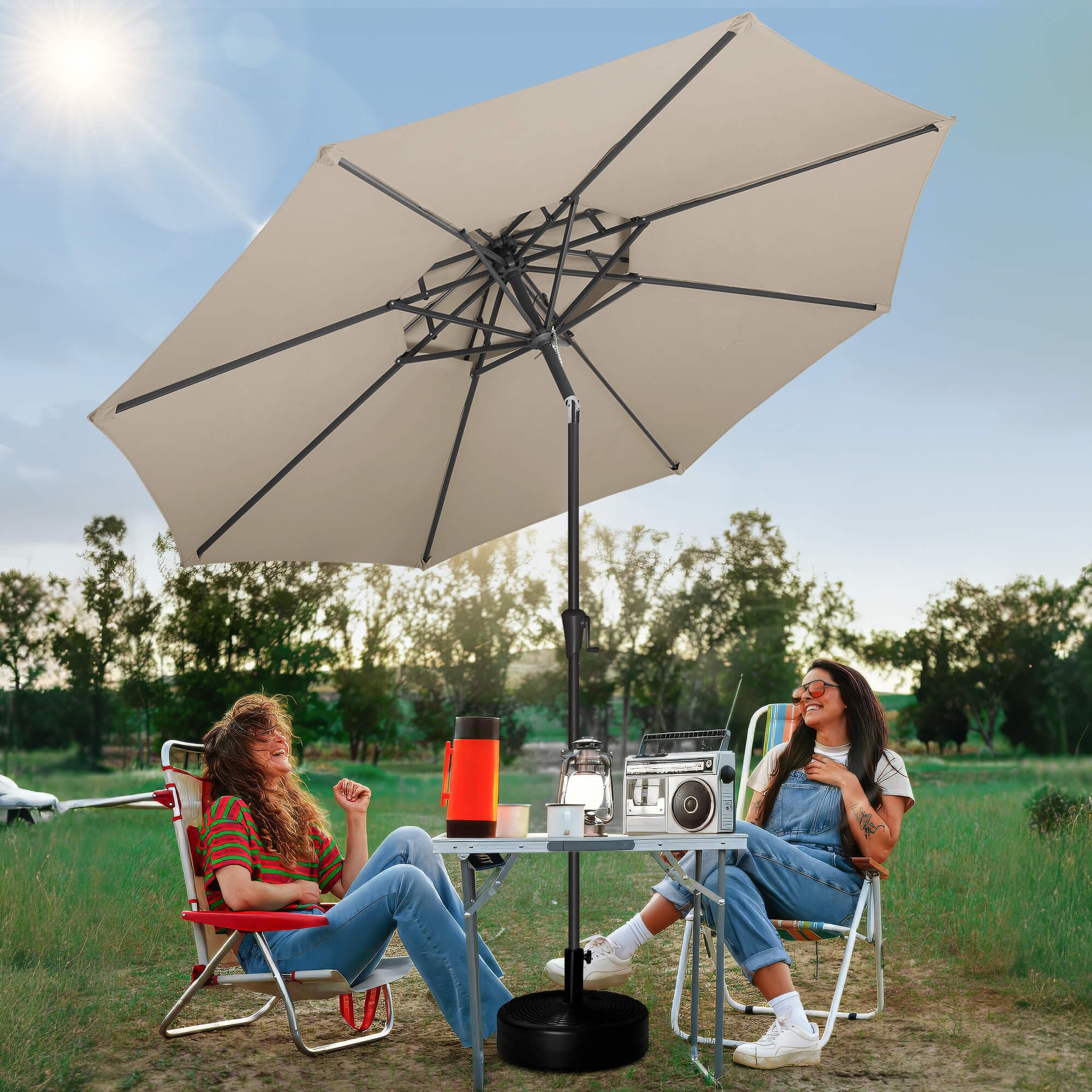 FLAME&SHADE lifestyle backyard setting demonstrating practical sun protection