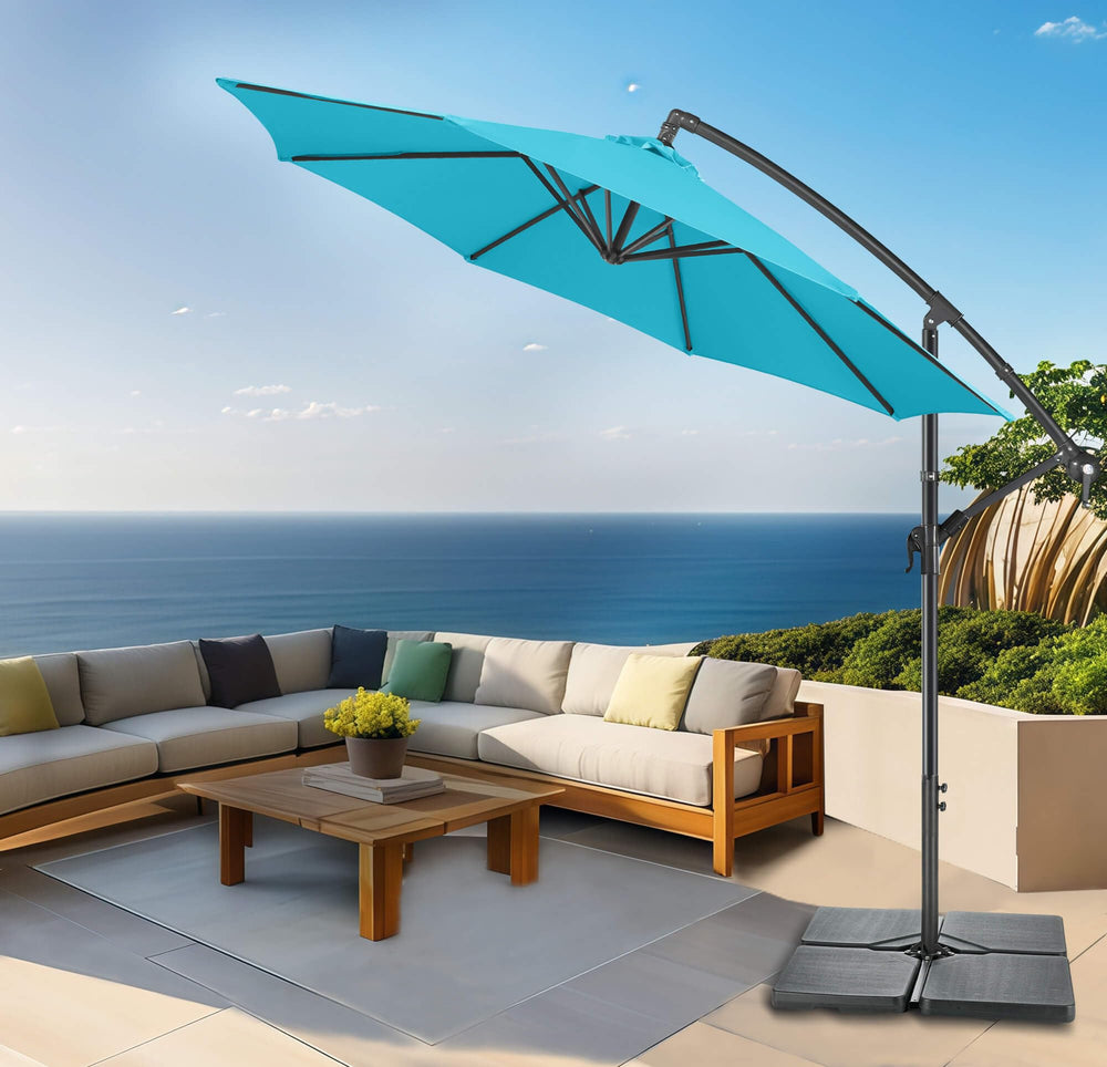 FLAME&SHADE base under umbrella at restaurant providing steady support