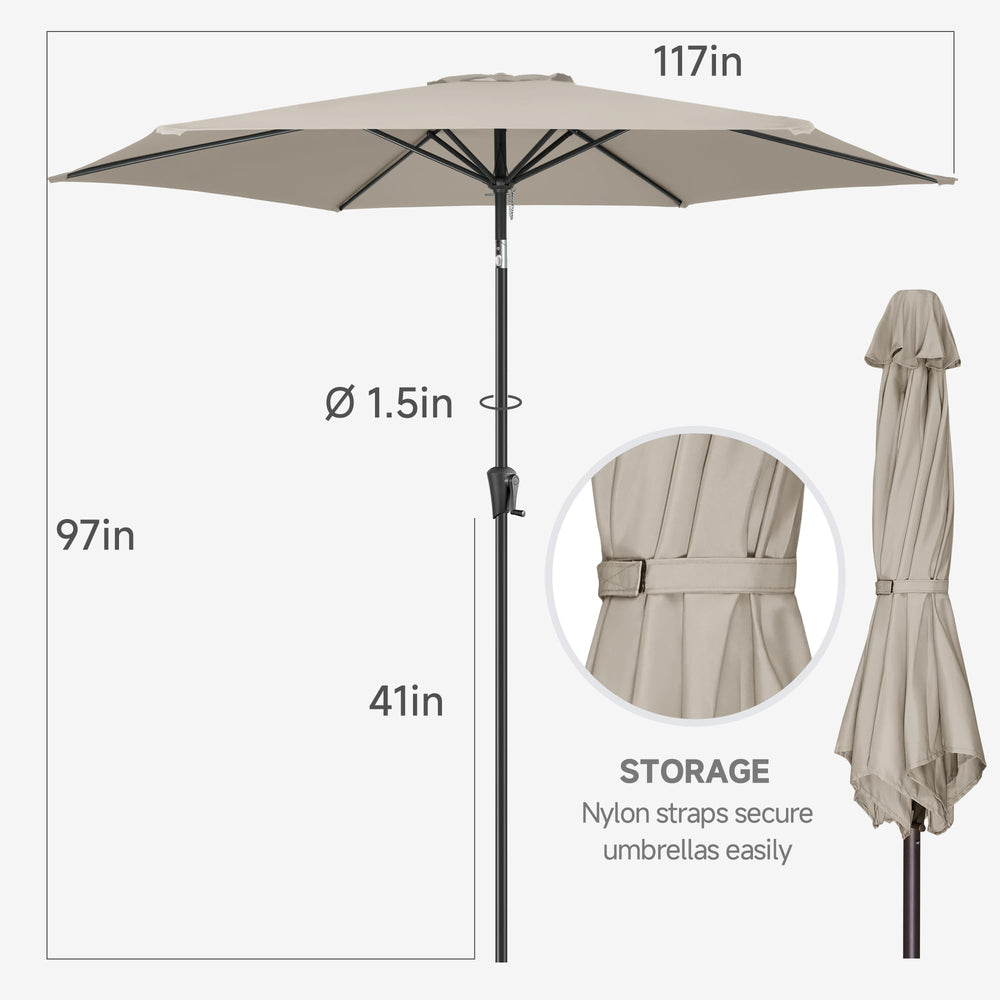 FLAME&SHADE alloy ribs and pole detail illustrating sturdy construction and wind resistance