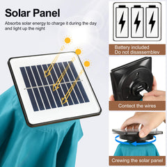 FLAME&SHADE solar panel on pole detail charging LEDs from sunlight for cordless light