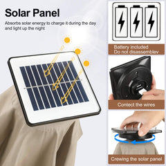 FLAME&SHADE solar panel on pole charging by sunlight for cordless evening lighting benefit