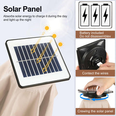 FLAME&SHADE solar panel on pole charging battery for nighttime illumination