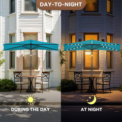 FLAME&SHADE underside with 25 LED lights providing even patio illumination