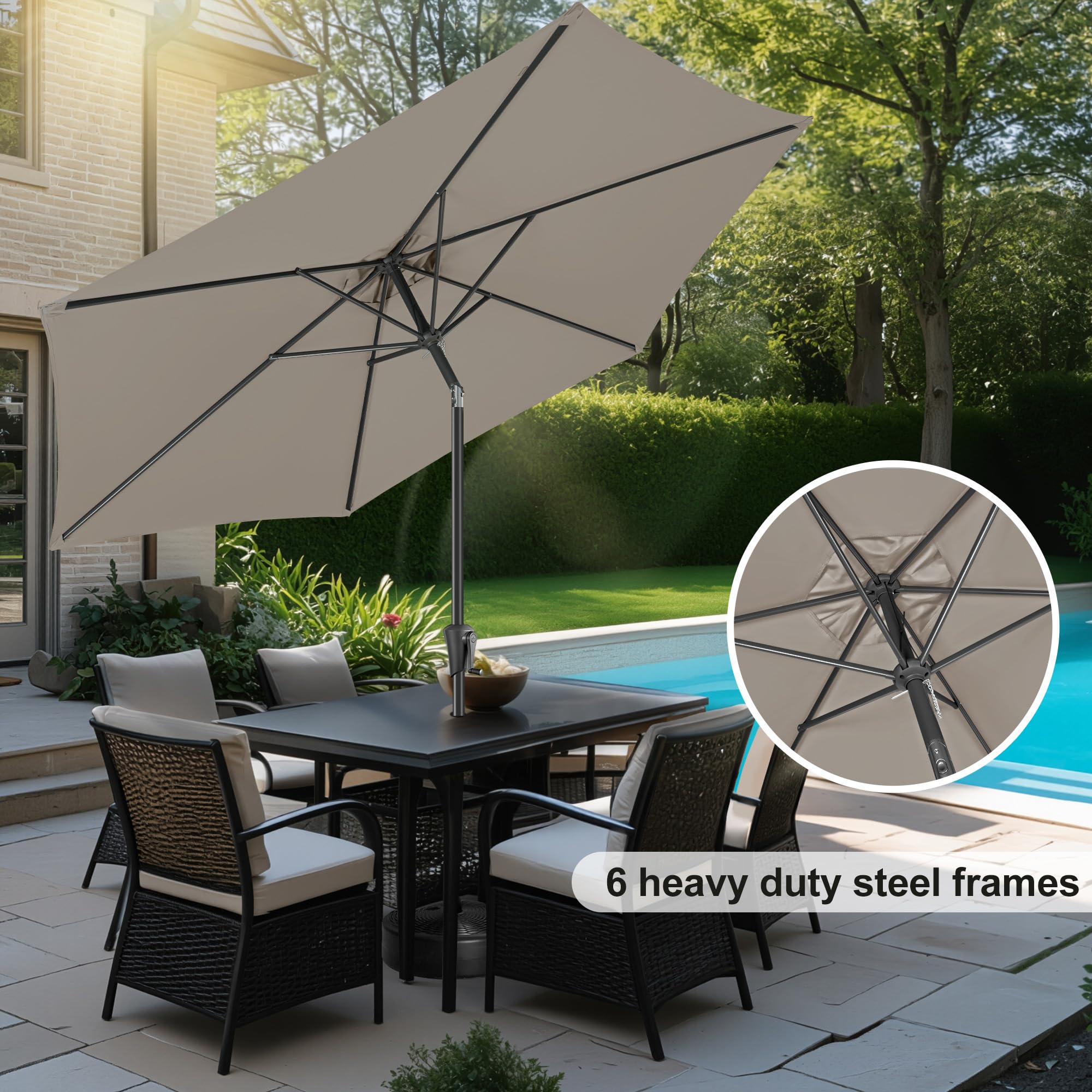 FLAME&SHADE vented top detail promoting airflow and a cooler shaded area