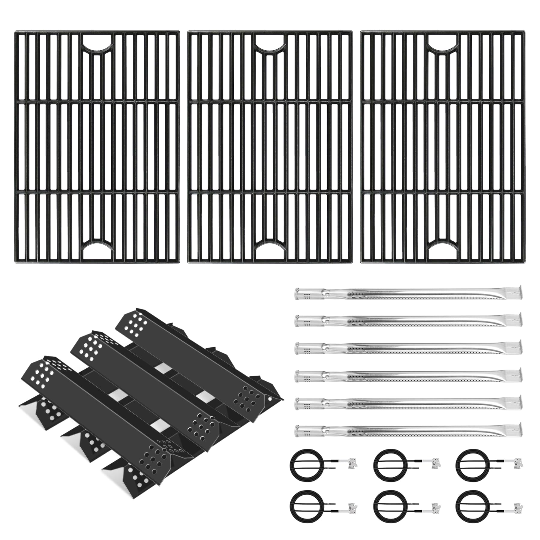 FlameDuty front packaging showing complete Nexgrill 6-burner replacement kit benefits