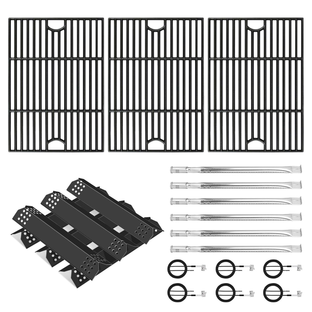 FlameDuty front packaging showing complete Nexgrill 6-burner replacement kit benefits