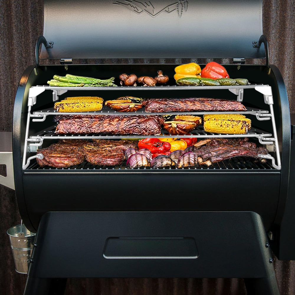FlameDuty loaded trays with jerky demonstrating high-capacity cooking