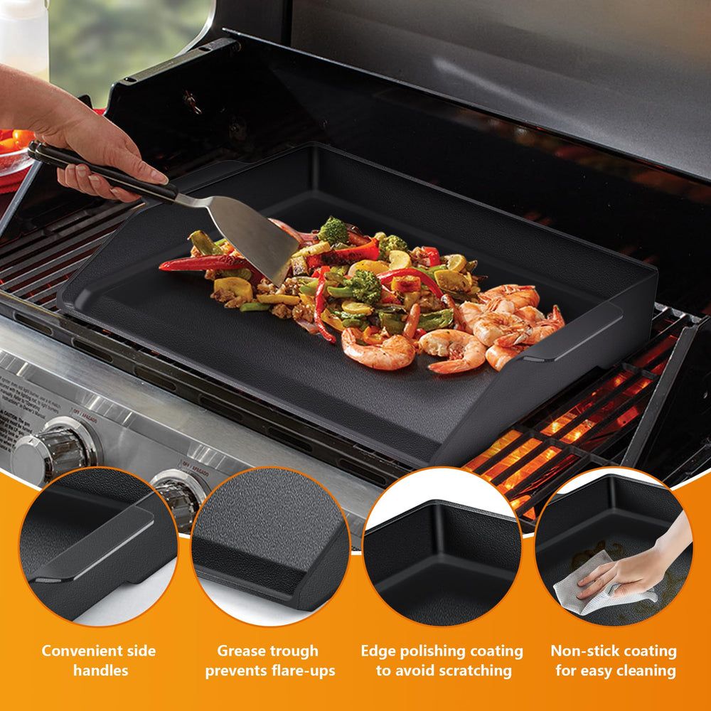 FlameDuty extra-high sidewalls and handles for spill prevention and safe transport
