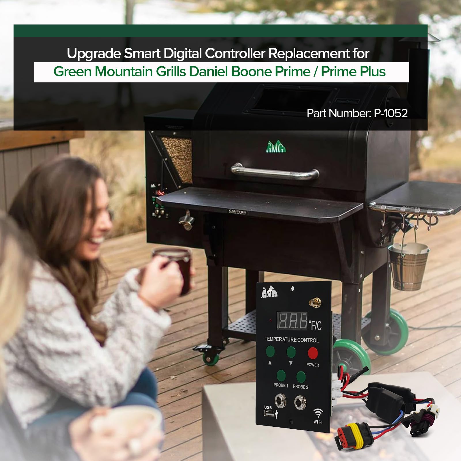 FlameEngine control board installed on a backyard grill demonstrating stable temperature control