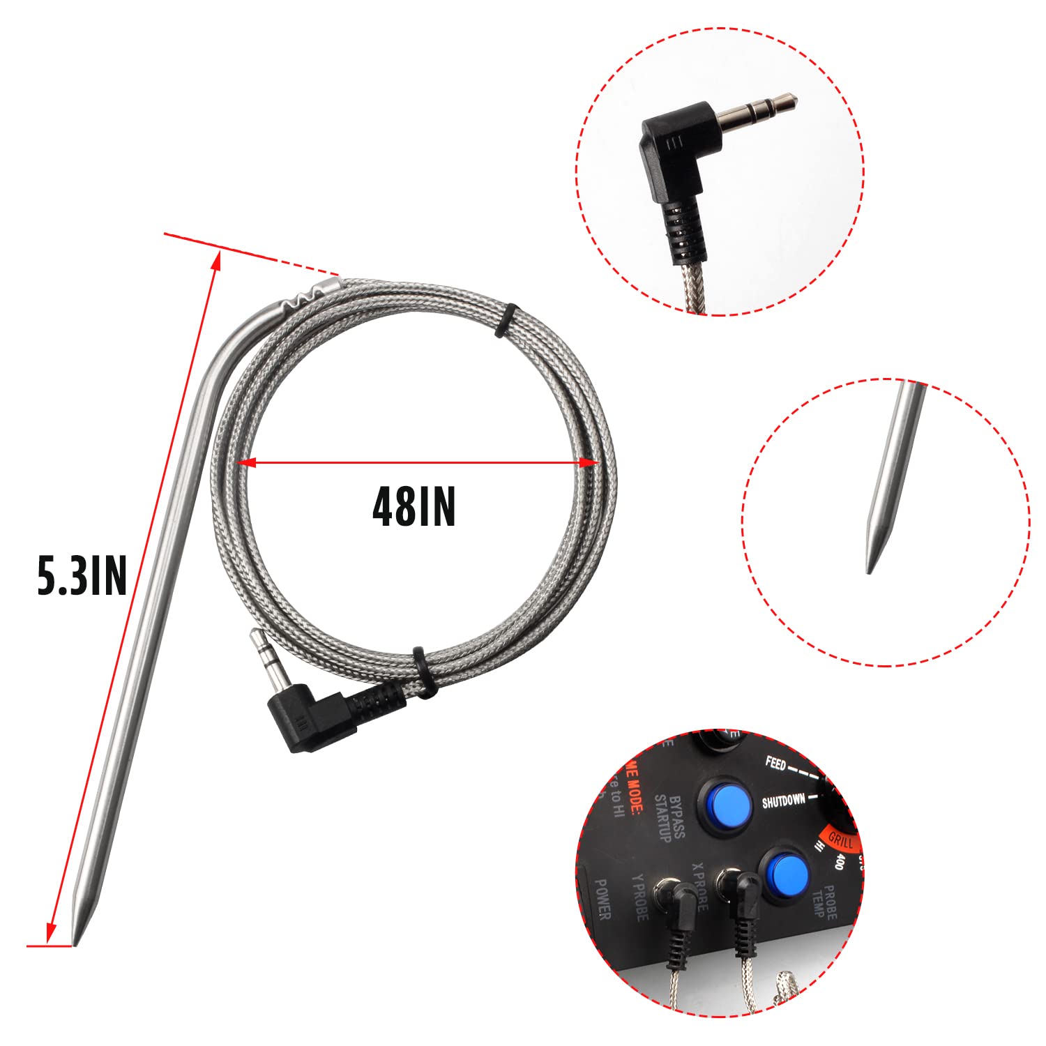 FlameEngine probes connected to a Camp Chef grill for dual-probe monitoring benefit