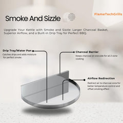 FlameTechGrills close-up of charcoal basket demonstrating larger fuel capacity