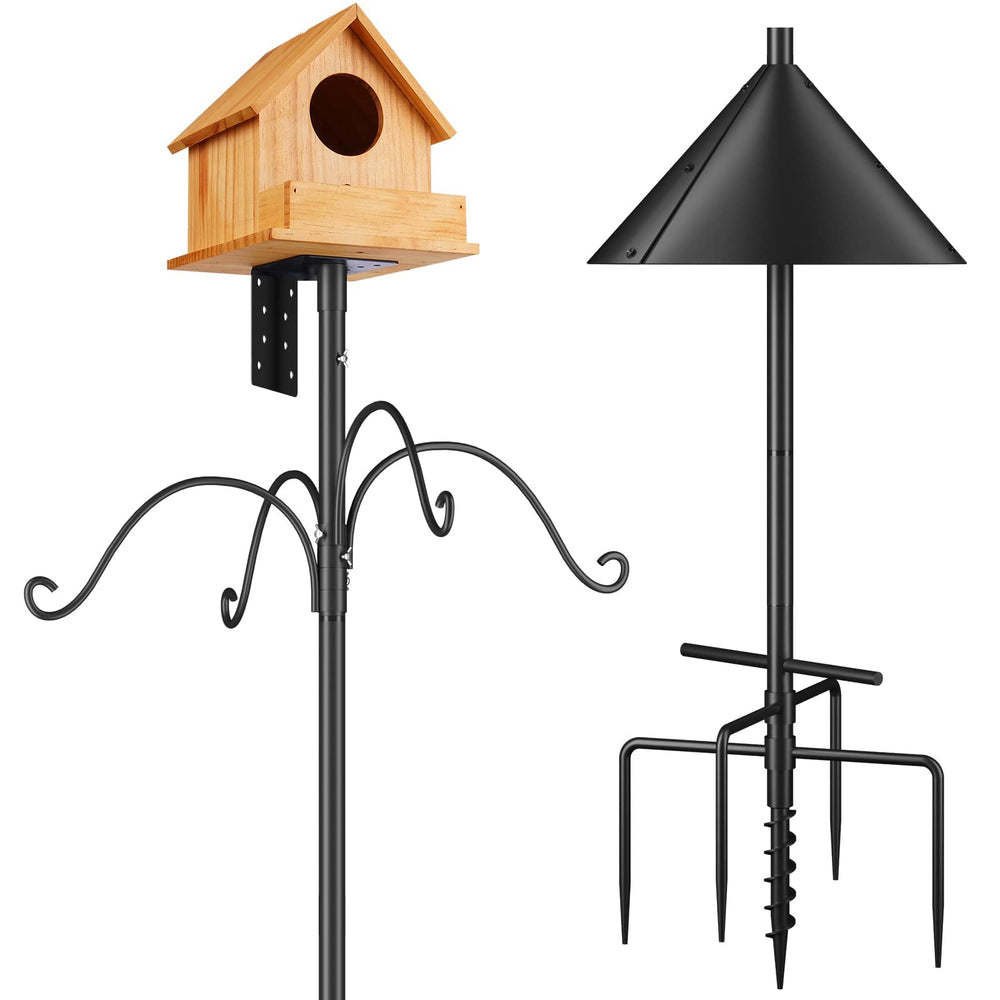 Flanagan front view assembled pole showing stable multi-hook feeding station