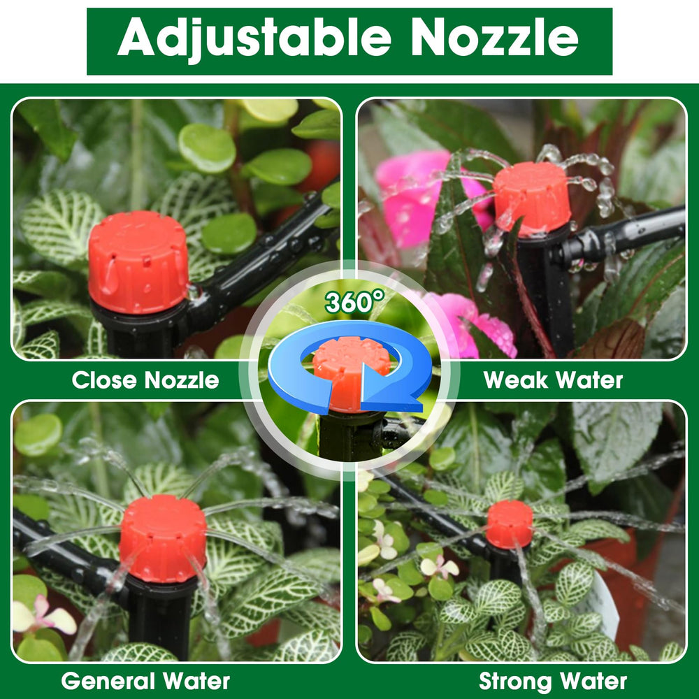Flantor adjustable drip nozzles detail highlighting flow control for root watering